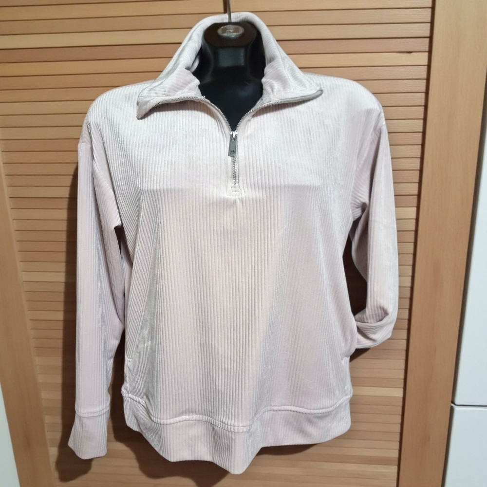 Apana Beige Buttery Soft Quarter-Zip Pullover Ladies Size S